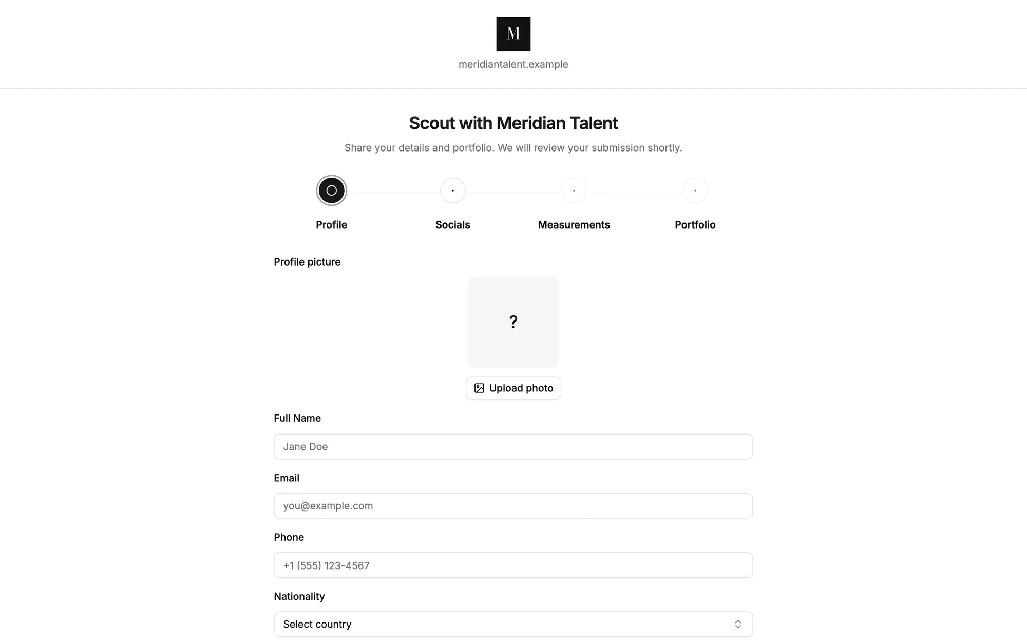 An agency's public FlowboardPro scouting application page
