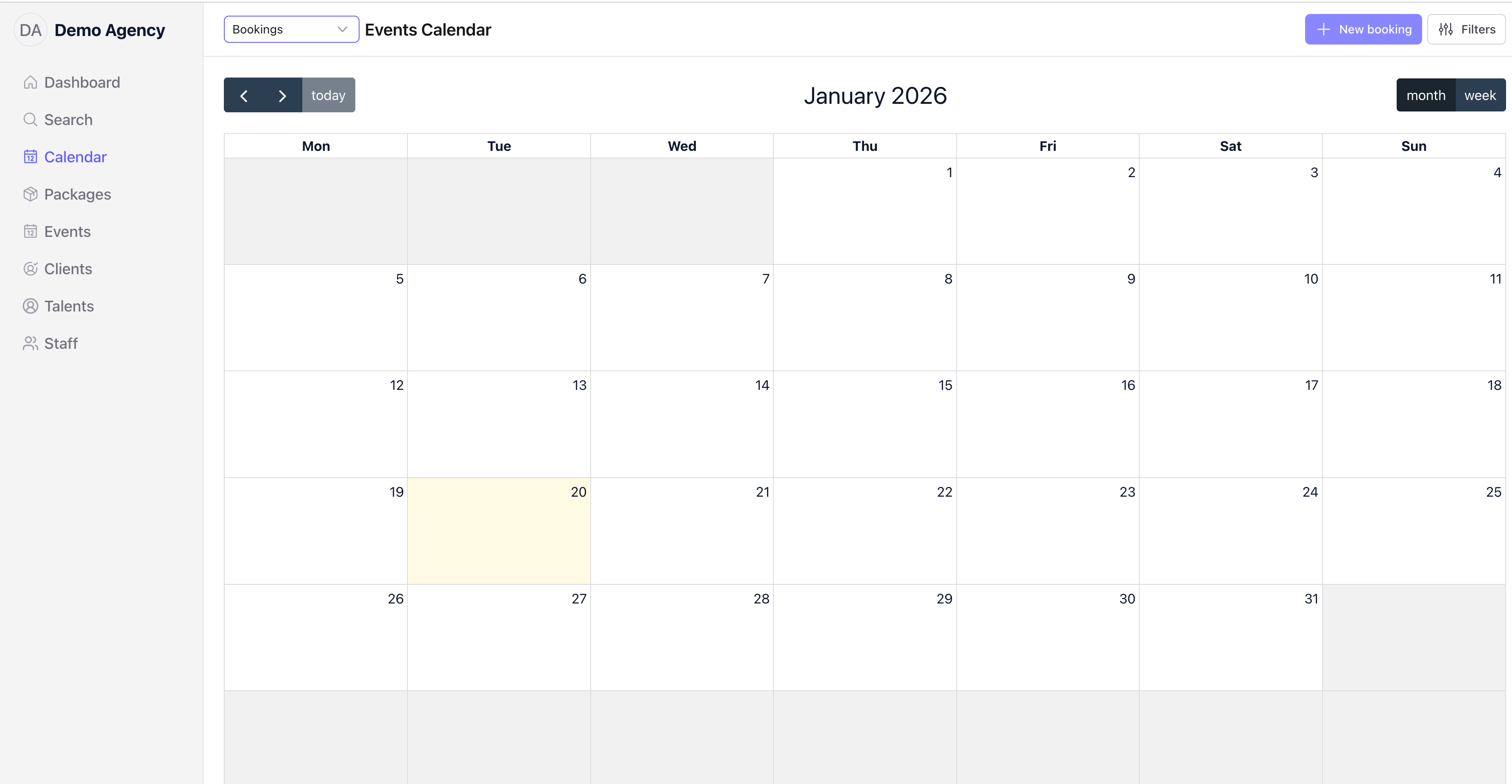 Flowboard booking calendar workspace